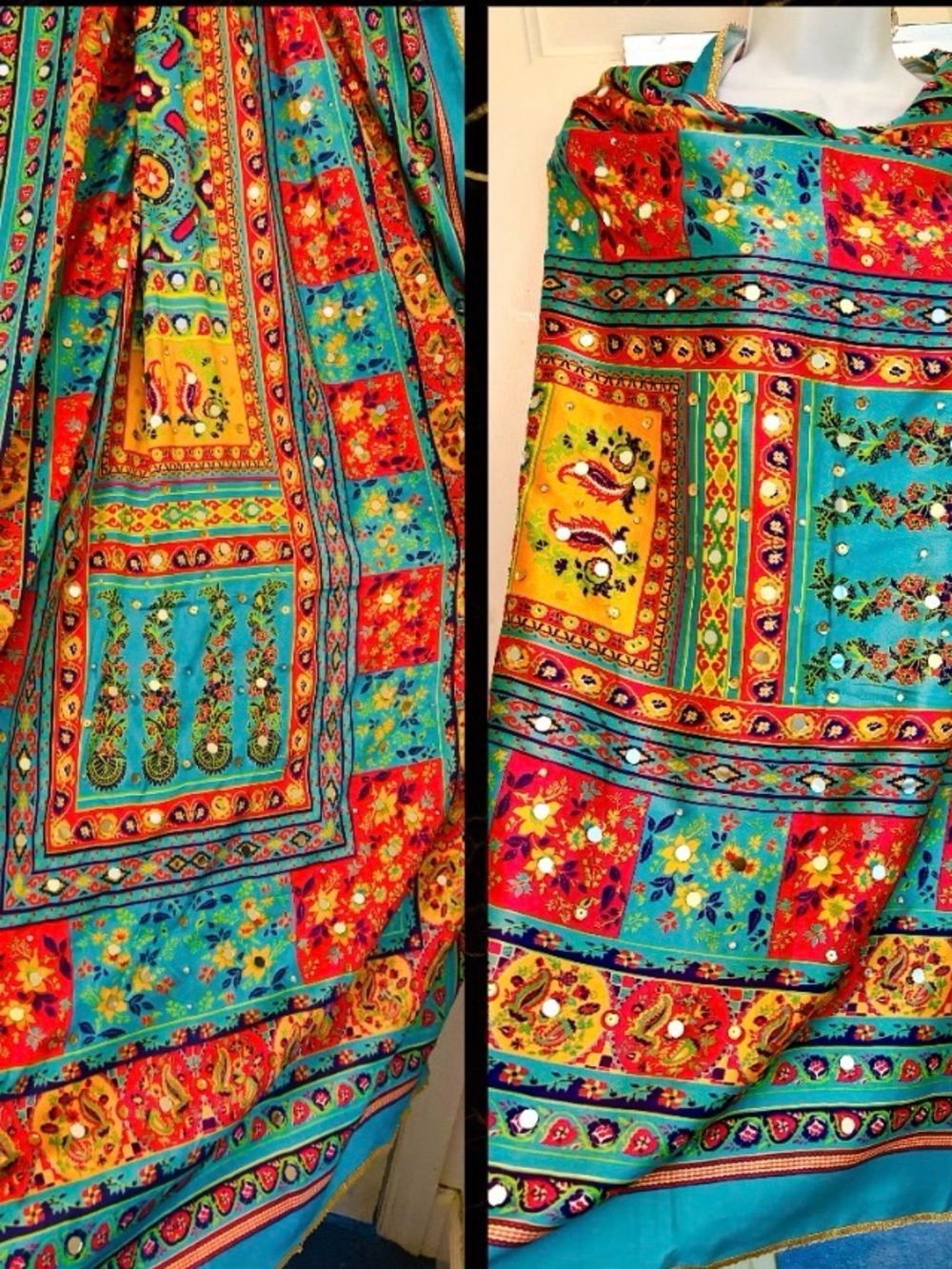 Traditional mirror work scarf/stole/dupatta 87 by 37 inches